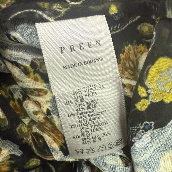 Preen by Thornton Bregazzi Lydia Black/Yellow Floral Print Dress Size S - Picture 9 of 13